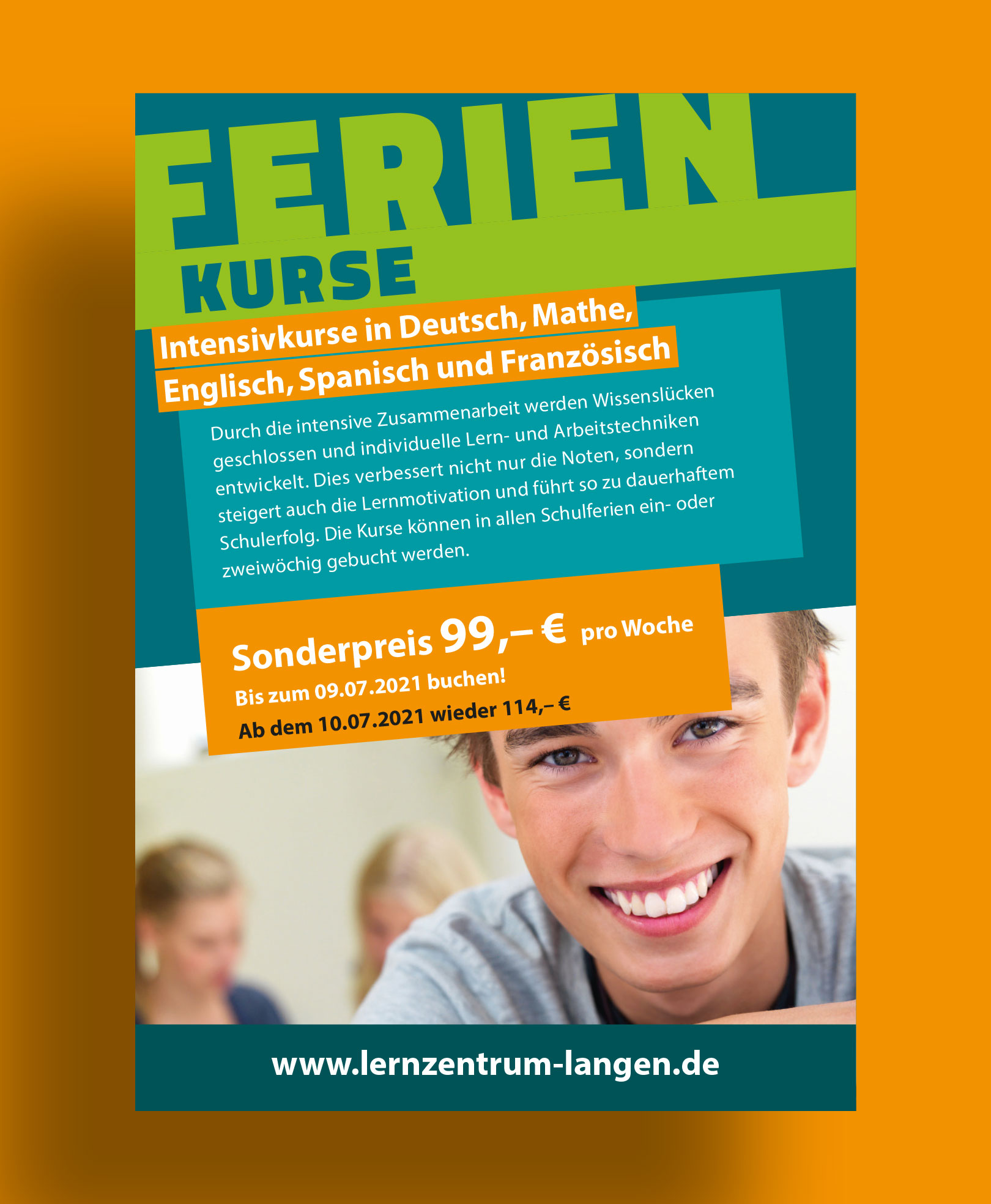 Von BRANDZEICHNER gestaltetes Info-Plakat für das Lernzentrum Langen