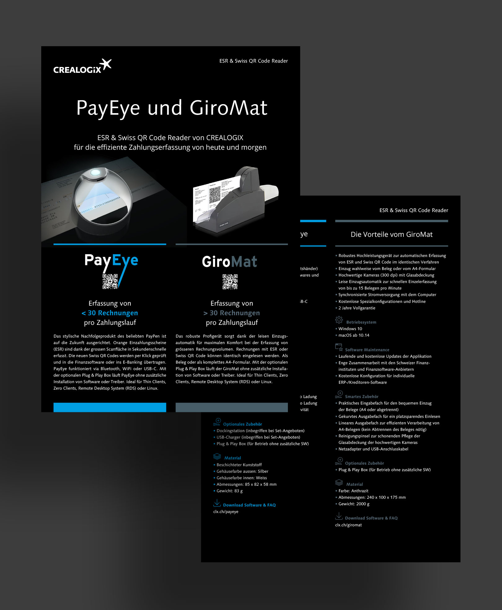 Von BRANDZEICHNER gestaltetes Factsheet für PayEye und GiroMat