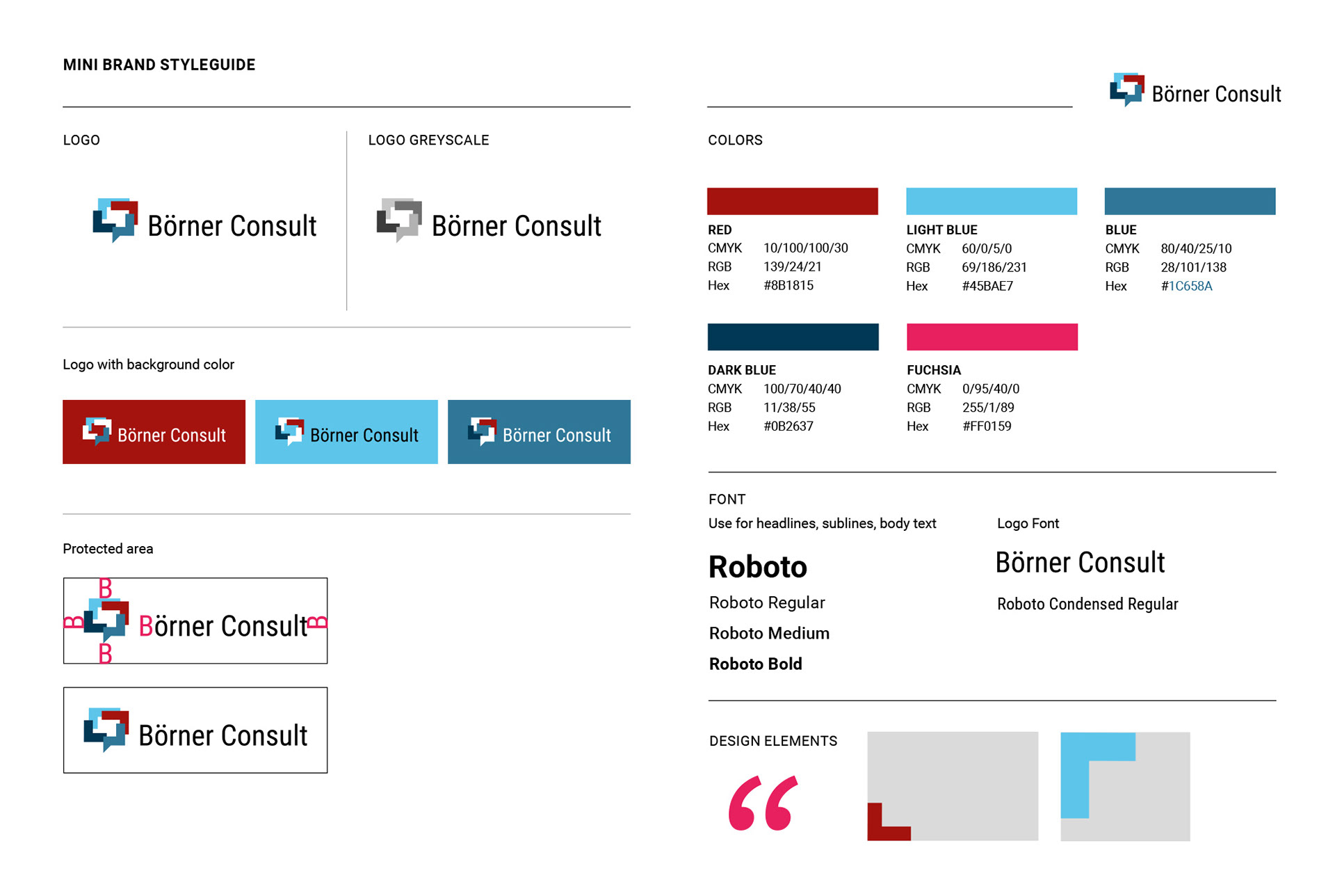 Von BRANDZEICHNER entwickelter Styleguide für BÖRNER CONSULT